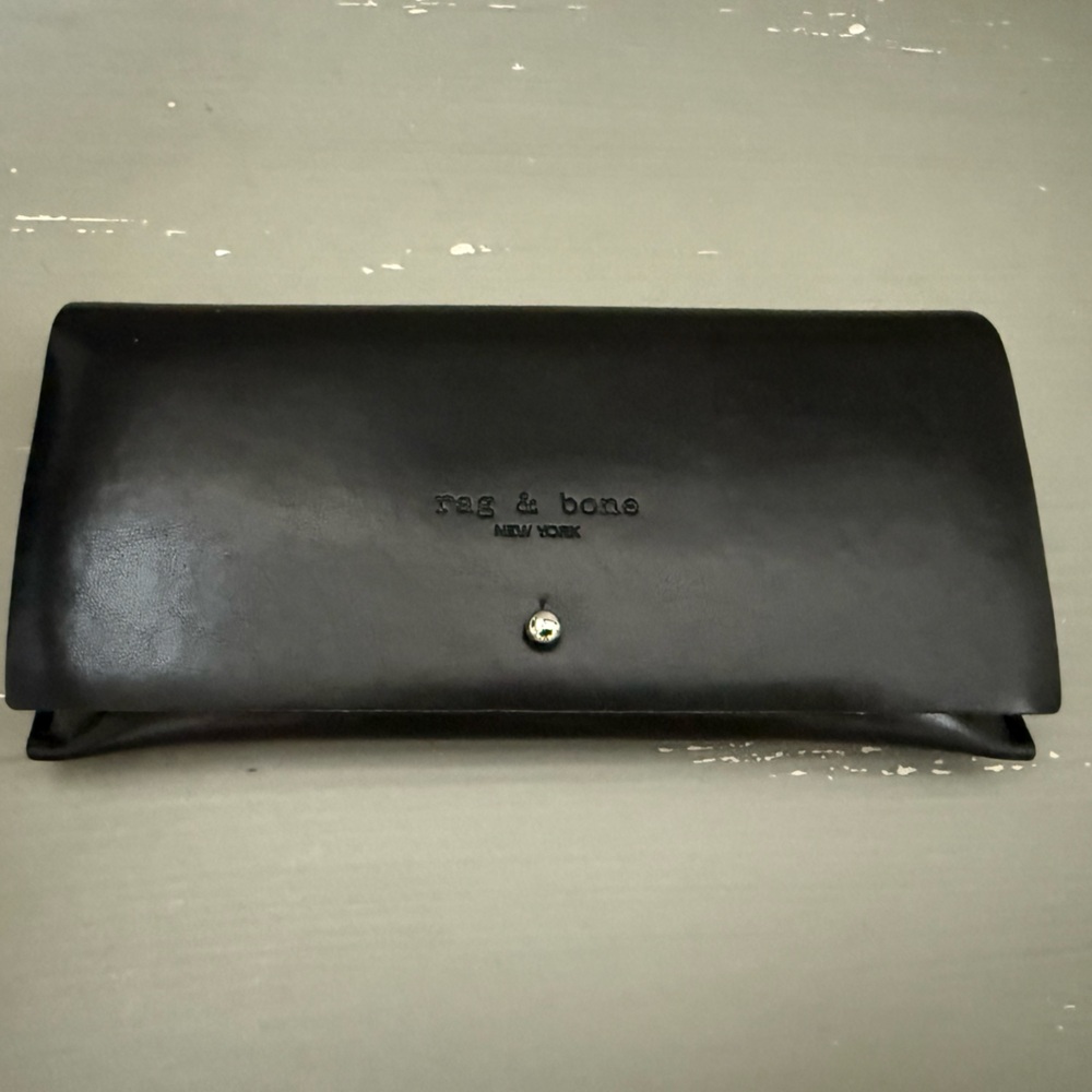 RAG & BONE New York Black Leather Eye Glass Case with Eyeglass Dust Bag